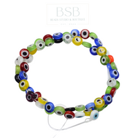 10mm Evil Eye Flat Round Lampwork Beads Strand