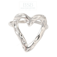 Stainless Steel Heart Hammered Rings