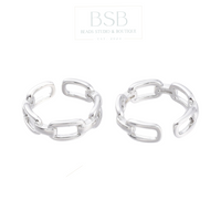 Brass Cable Chain Shape Cuff Rings, Real Platinum
