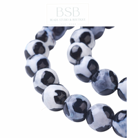 10mm Natural Faceted Giraffe Pattern Agate Beads Strand