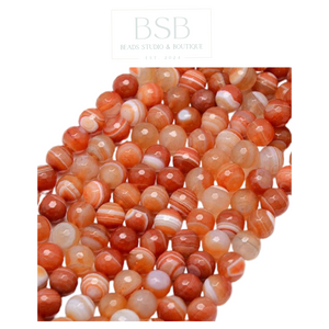 10mm Natural Stripe Faceted Agate Beads Strands