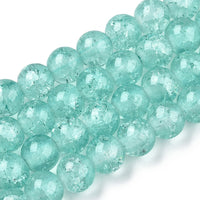 8mm Round Baking Crackle Glass Beads Strand
