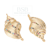 Brass Seashell Zirconia Link
