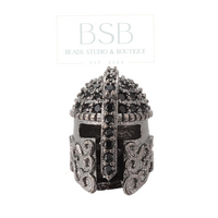 Helmet, Black Rhinestones Cubic Zirconia Beads Spacer