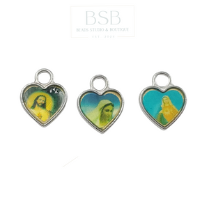Religious Image in a Heart Pendant (8pcs)