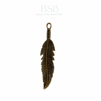 Large Feather with Lines Pendant