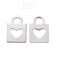Stainless Steel Padlock with Heart Pendant
