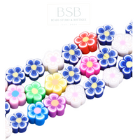 Flower Polymer Clay Beads Strand
