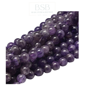 8mm Natural Amethyst Round Beads Strand
