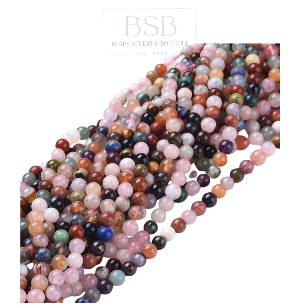 6mm Gemstone Mixed Stone Beads Strand