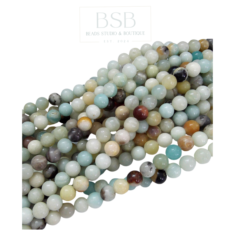 8mm Natural Amazonite Round Gemstone Beads Strand