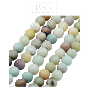8mm Natural Amazonite Frosted Round Gemstone Beads Strand