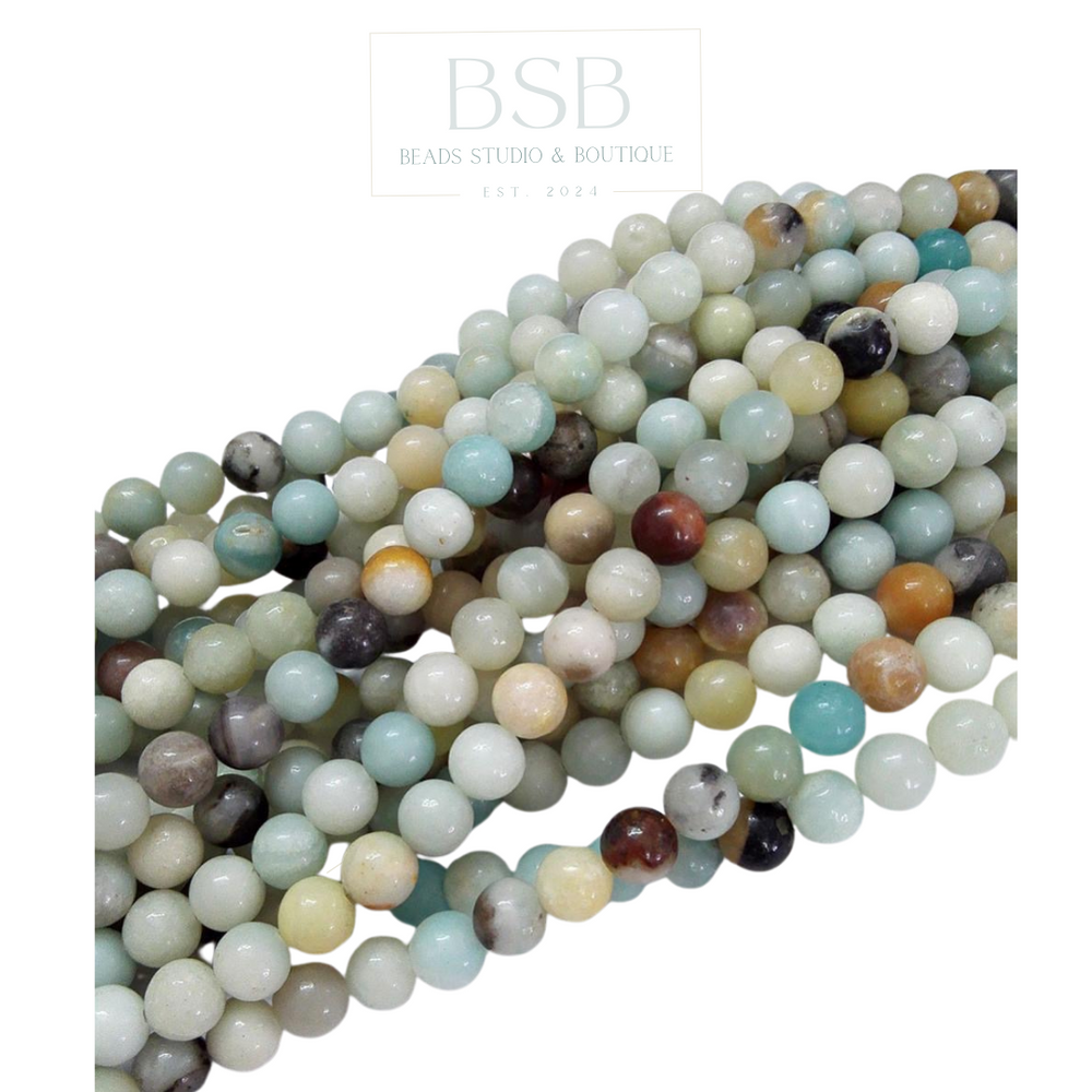 6mm Natural Amazonite Round Gemstone Beads Strand