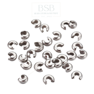 Stainless Steel Crimp Cover Beads (10pcs)