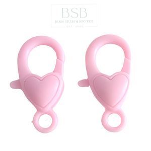 22mm Plastic Lobster with Heart Clasps (2pcs)