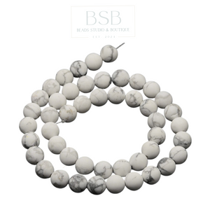 8mm Round Frosted Howlite Beads Strand