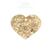 Hammered Heart Gold Plated Pendant, 18K (2pcs)
