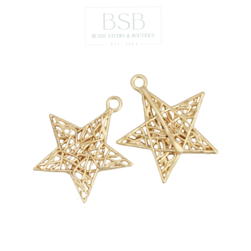 Wire Star Gold Plated Pendant, 18K