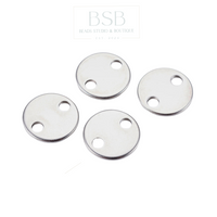 Stainless Steel Flat Round Circle Link (4pcs)
