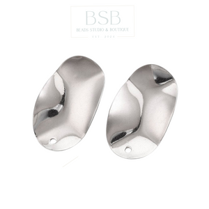 Stainless Steel Oval Stud Earring (2pcs)