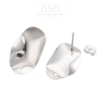 Stainless Steel Oval Stud Earring (2pcs)
