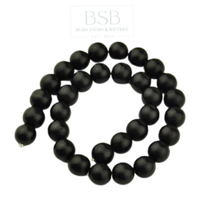 6mm Round, Matte Black Stone Beads Strand