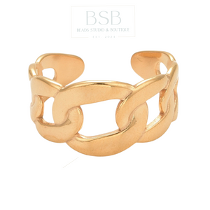 Stainless Steel Brass Curb Chain Shape Cuff Rings