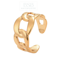 Stainless Steel Brass Curb Chain Shape Cuff Rings
