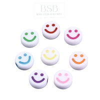 Acrylic Happy Face Round Beads (10pcs)
