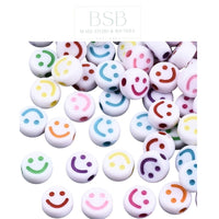 Acrylic Happy Face Round Beads (10pcs)
