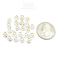 Acrylic Heart Flat Round Beads (15pcs)
