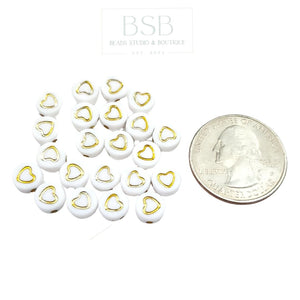 Acrylic Heart Flat Round Beads (15pcs)