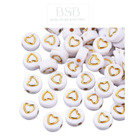 Acrylic Heart Flat Round Beads (15pcs)
