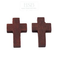 Cross Wood Spacer Beads (3pcs)
