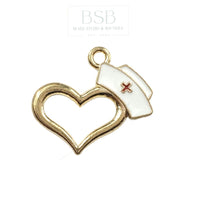 Heart With Nurse Hat Pendant (3pcs)
