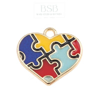 Autism Heart Jigsaw Gold Plated Pendant