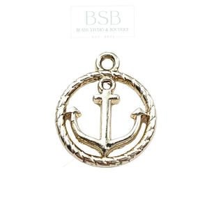 Anchor Medal Gold Plated Pendant (2pcs)