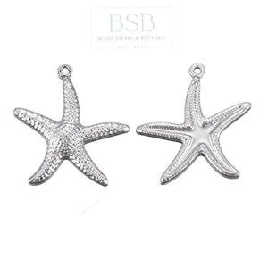 Stainless Steel Starfish Pendant (5pcs)