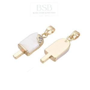 Ice Pop Brass Zirconia Pendant, Gold Plated 18K