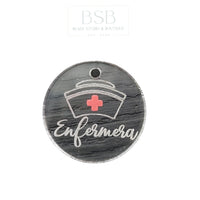 Flat Round Enfermera Acrylic Pendant