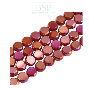 8mm Flat Round Glass Beads Spacer (10pcs)