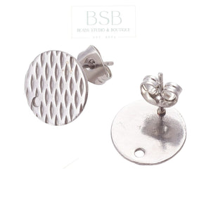 Stainless Flat Round Stud Earring