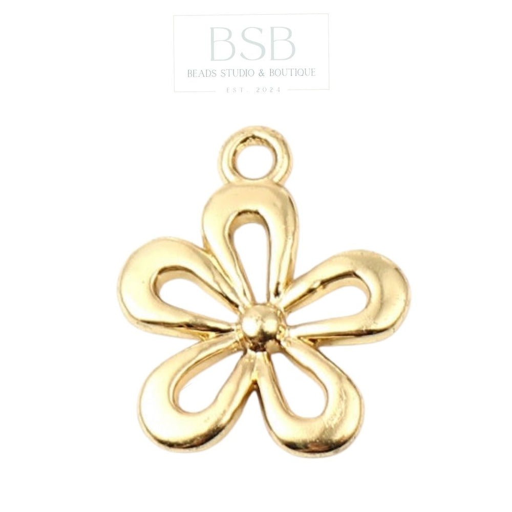 Flower Gold Plated Pendant 16K (2pcs)