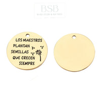 Stainless Steel Flat Round Message Pendant
