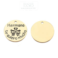 Stainless Steel Flat Round Message Pendant
