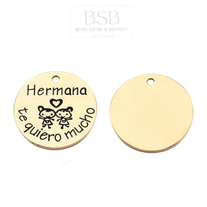 Stainless Steel Flat Round Message Pendant