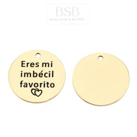 Stainless Steel Flat Round Message Pendant
