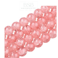 8mm Round Baking Crackle Glass Beads Strand
