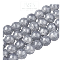 8mm Round Baking Crackle Glass Beads Strand
