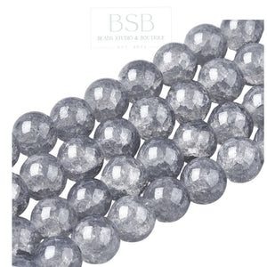 8mm Round Baking Crackle Glass Beads Strand